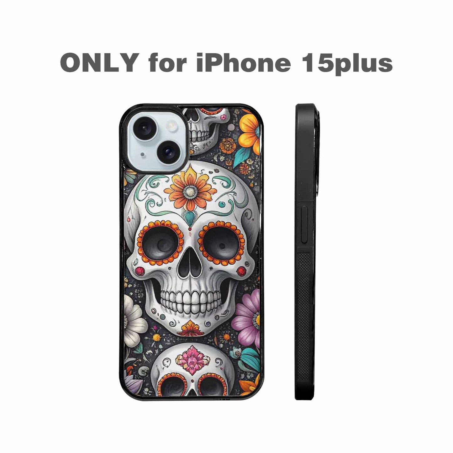 iPhone 15 Plus Case — Greyscale Black And White Dark Black, Personalized Phone Case