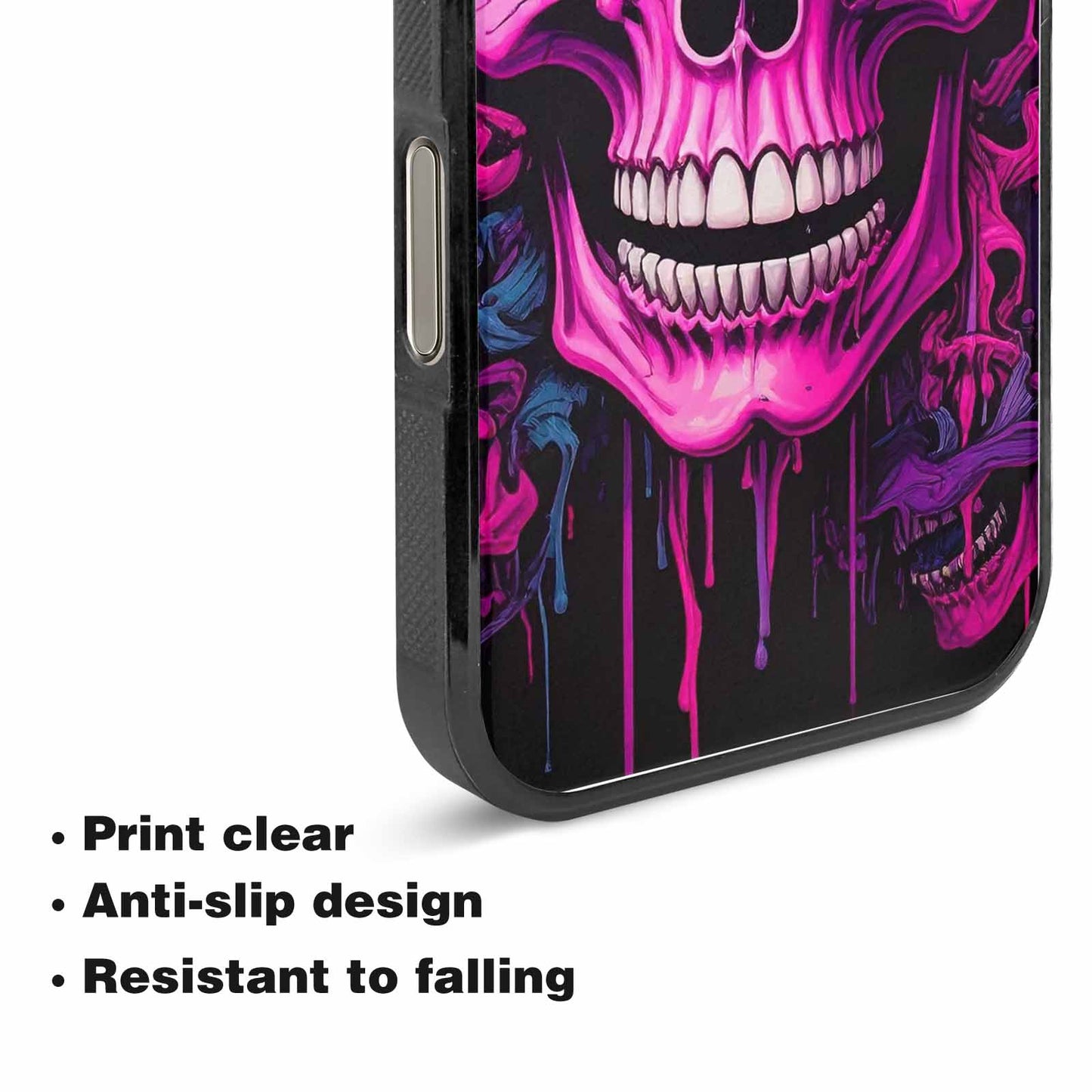 iPhone 15 Pro Max Case — Pink Purple Skeletons Neon Drip Melting, Custom Art Phone Cover