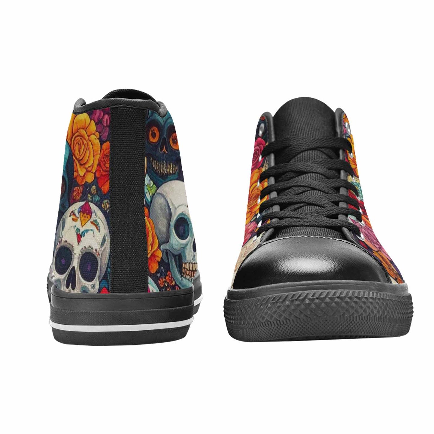 WOMEN'S Skull High Top Canvas Grunge Sneakers
