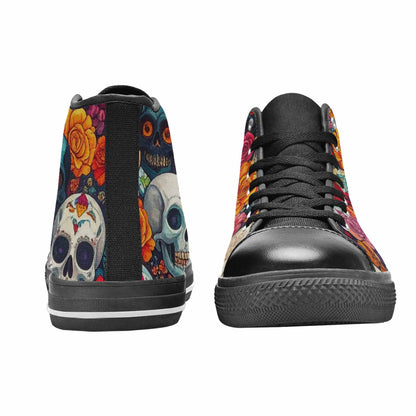 WOMEN'S Skull High Top Canvas Grunge Sneakers