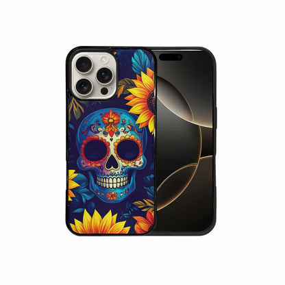 iPhone 16 Pro Max Case — Sunflower Skulls Print, Custom Print Case Cover