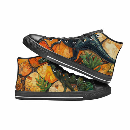 MEN'S Dinosaur Silhouette High Top Canvas Wallpaper Art Custom Sneakers