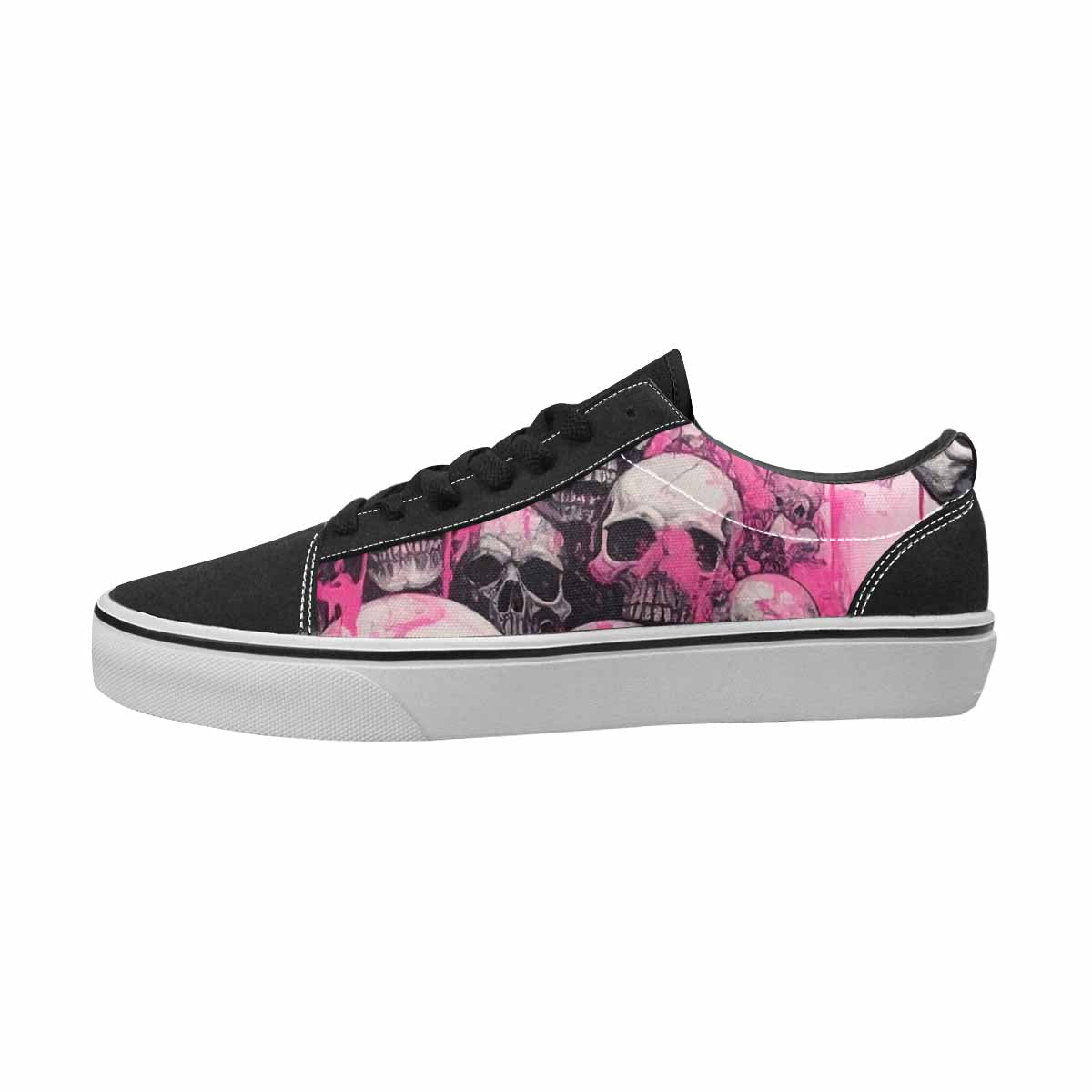 MEN'S Skulls Black & Pink Ink Canvas Boutique Dreamcore Custom Canvas Shoes