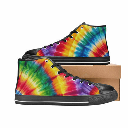 WOMEN'S Tie Dye Rainbow Spiral High Top Canvas Vivid Sneakers