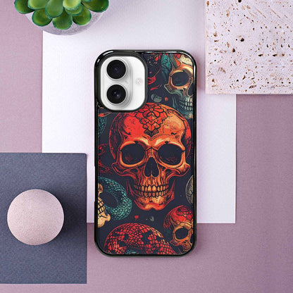 iPhone 16 Case — Snake Skulls Print Custom, Original Design Phone Case