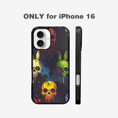 iPhone 16 Case — Radioactive Ghost Bunny Skull Small Radioactive, Custom Printed Phone Case