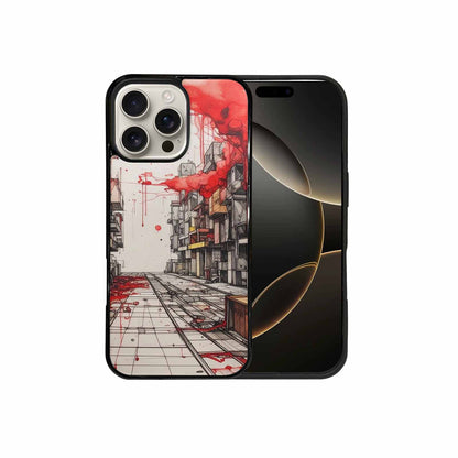 iPhone 16 Pro Max Case — Liminal Space Fragment Black Red Ink, Custom Made Phone Cover
