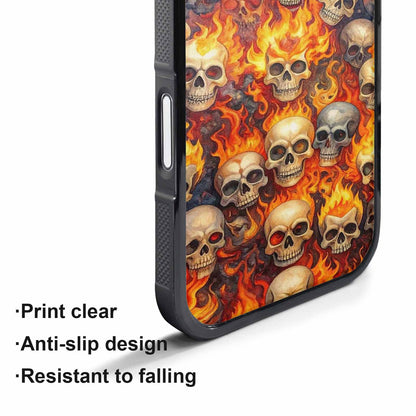 iPhone 17 Pro Max Case — Skulls Flaming Skulls Small Gothic Skulls, Custom Print Case Cover