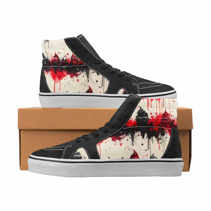 WOMEN'S Ice Cream Black & Red Ink High Top Canvas Custom Fashion Melting Art Shoes