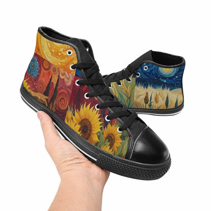 WOMEN'S Van Gogh-Style Swirl High Top Canvas Dreamcore Custom Shoes