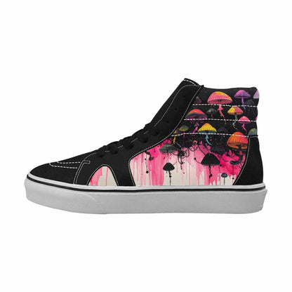 MEN'S Rainbow Drip Mushrooms High Top Canvas Wallpaper Art Custom Sneakers