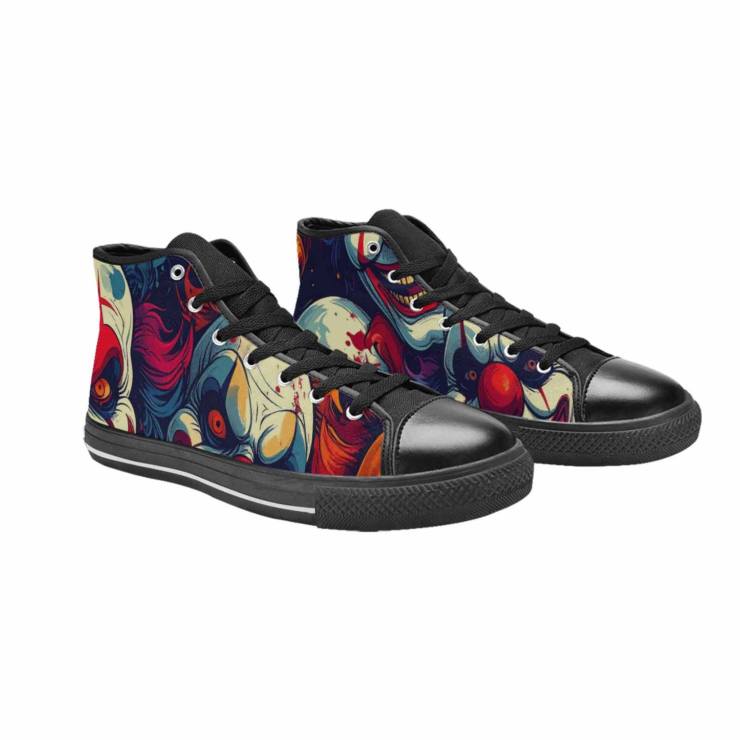 MEN'S Evil Clown Cartoon High Top Canvas Wallpaper Art Custom Sneakers