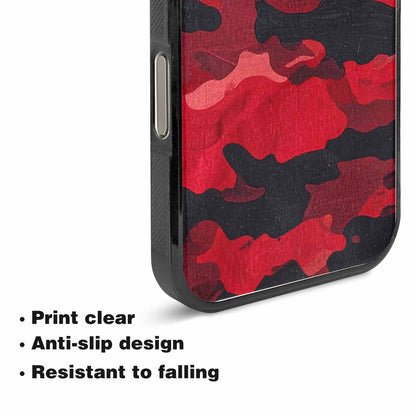 iPhone 15 Pro Max Case — Tactical Camo Red Black Custom, Unique Phone Case Design