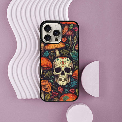 iPhone 16 Pro Max Case — Mushrooms And Skulls, Custom Made Phone Cover