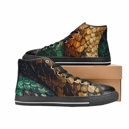 MEN'S Snake Skin Reptile High Top Canvas Grunge Shoes