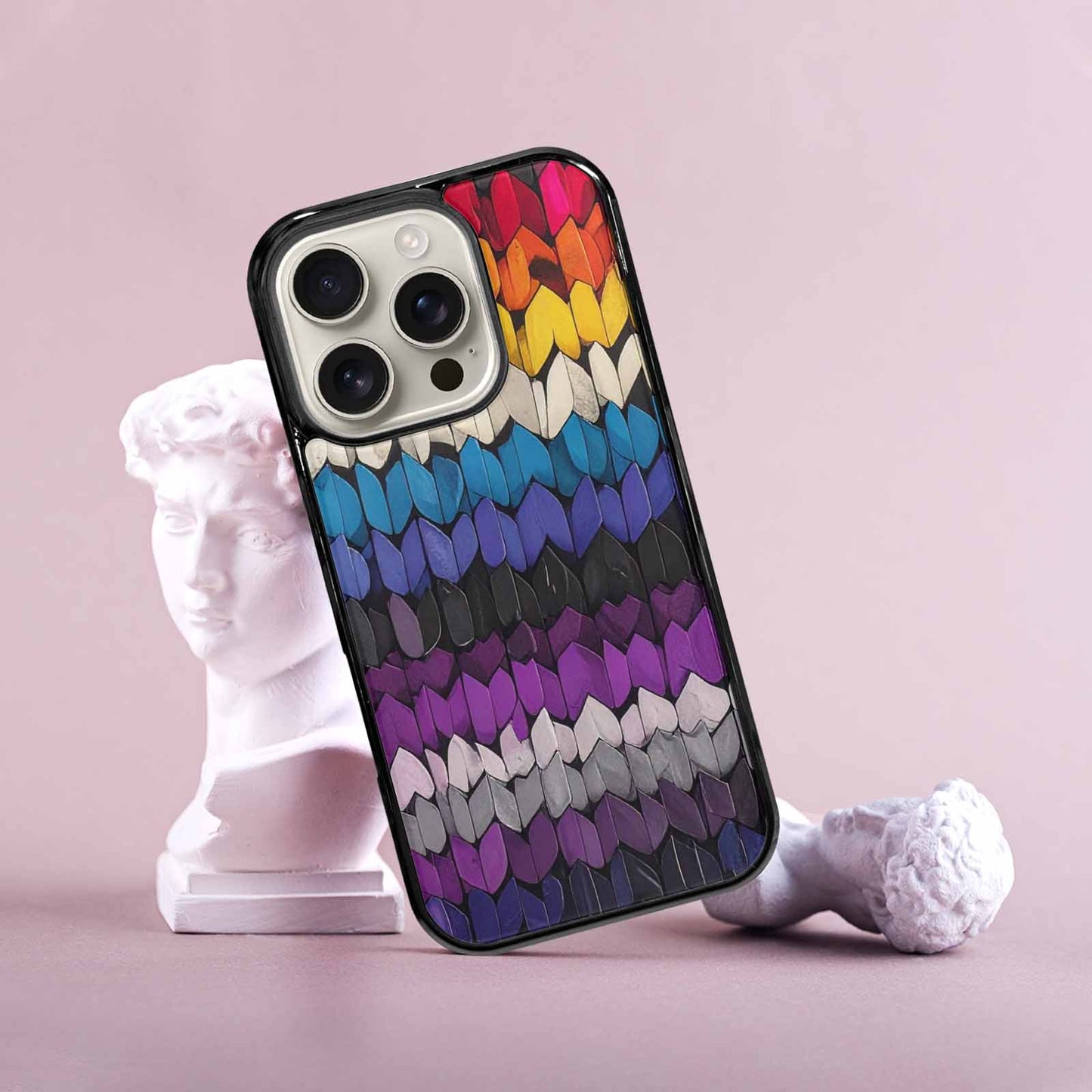 iPhone 16 Pro Case — Asexual Flag Color Theme Small Rainbow, Original Design Phone Case