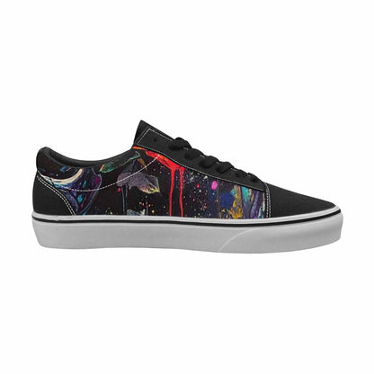 WOMEN'S Skulls Roses Acid Wash Canvas Lace-Up Dark Academia Sneakers