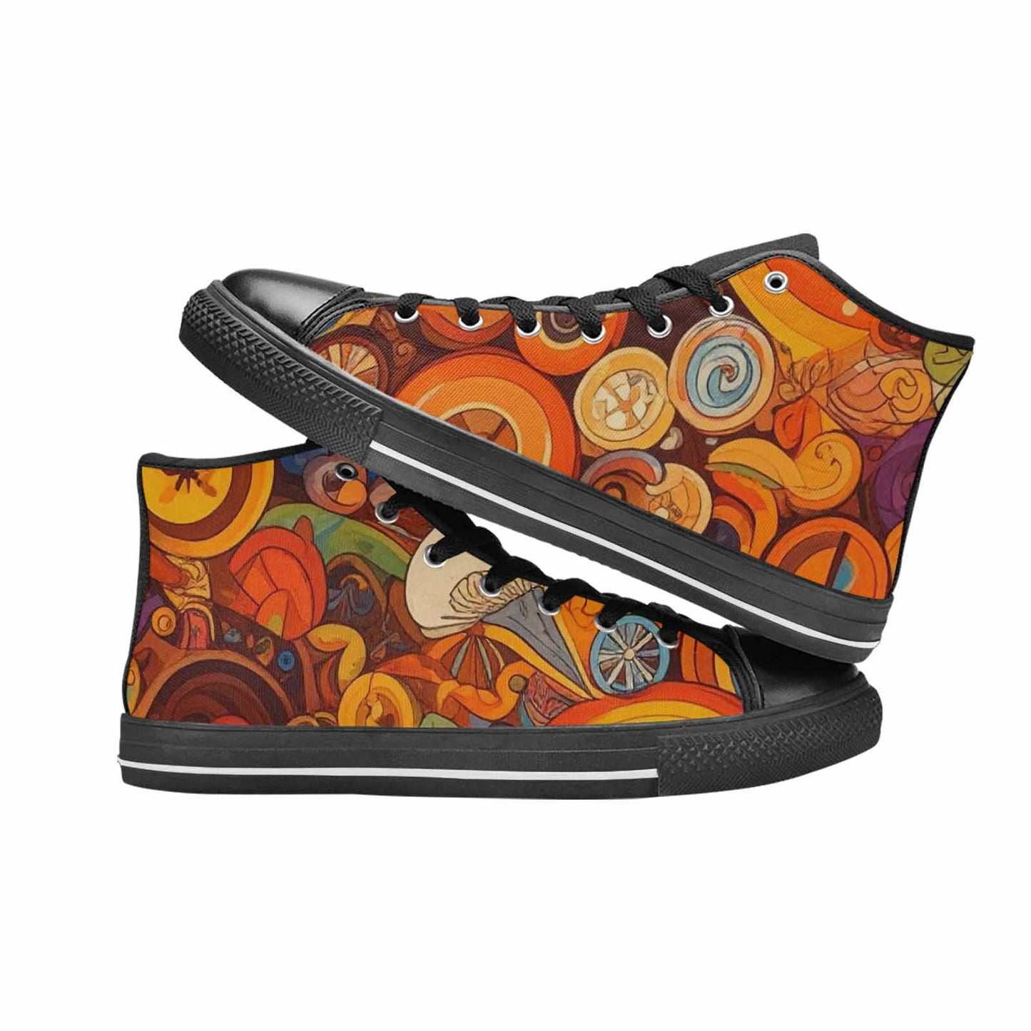 WOMEN'S Groovy 70S Peace High Top Canvas Dreamcore Custom Sneakers