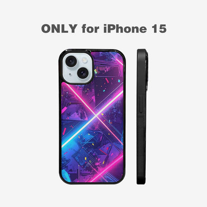 iPhone 15 Case — Neon Grid Confetti, Customized Protective Case