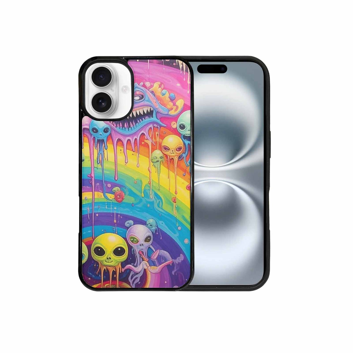 iPhone 16 Plus Case — Aliens Tie Dyemelting Aliens P, Custom Phone Case
