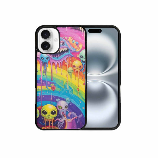 iPhone 16 Plus Case — Aliens Tie Dyemelting Aliens P, Custom Phone Case