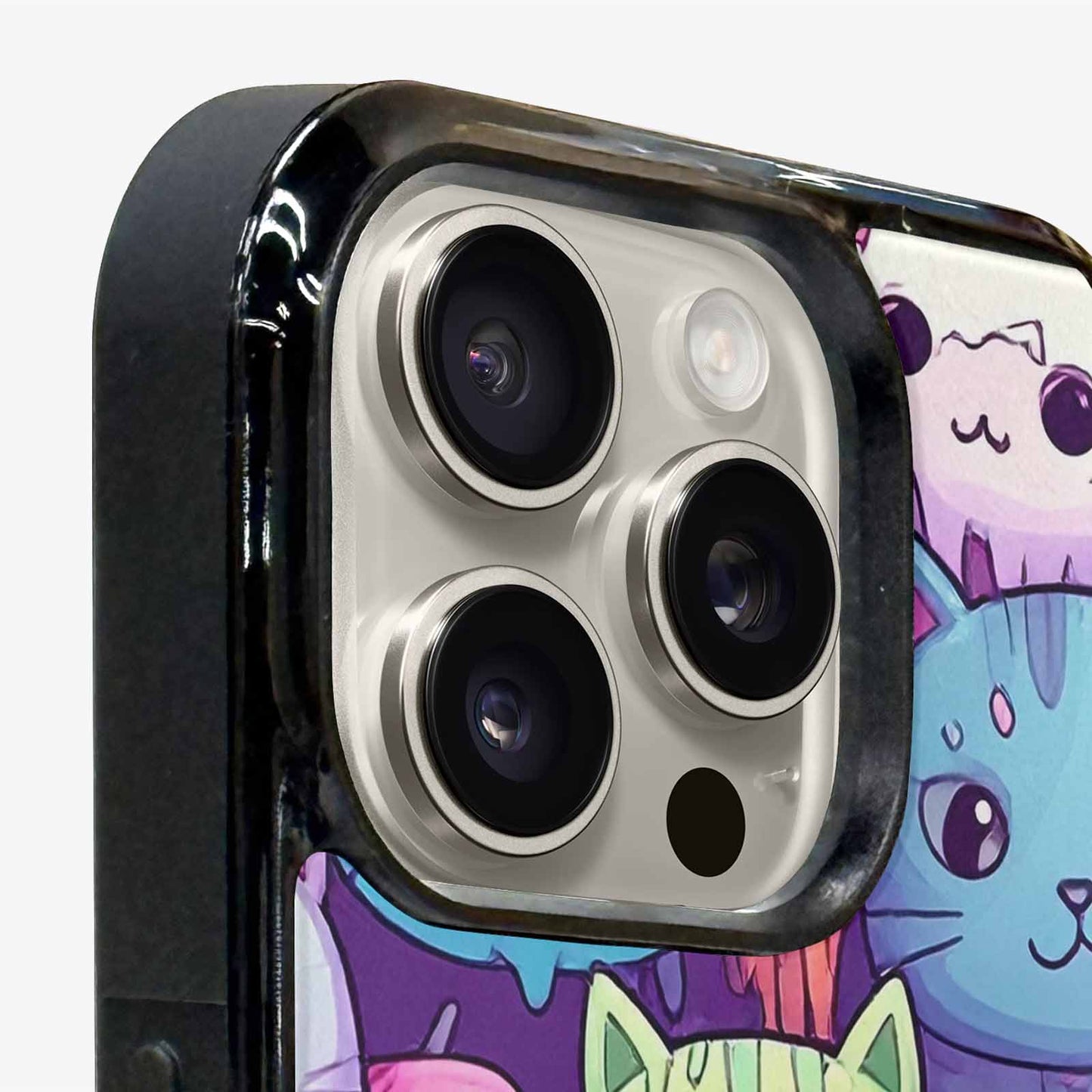 iPhone 15 Pro Max Case — Pastel Gore Cat Character Pattern Hundreds, Personalized Phone Case