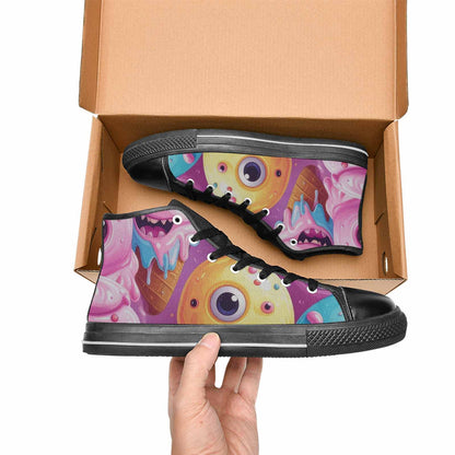 MEN'S Melting Icecream Cone Monster High Top Canvas Vivid Custom Shoes