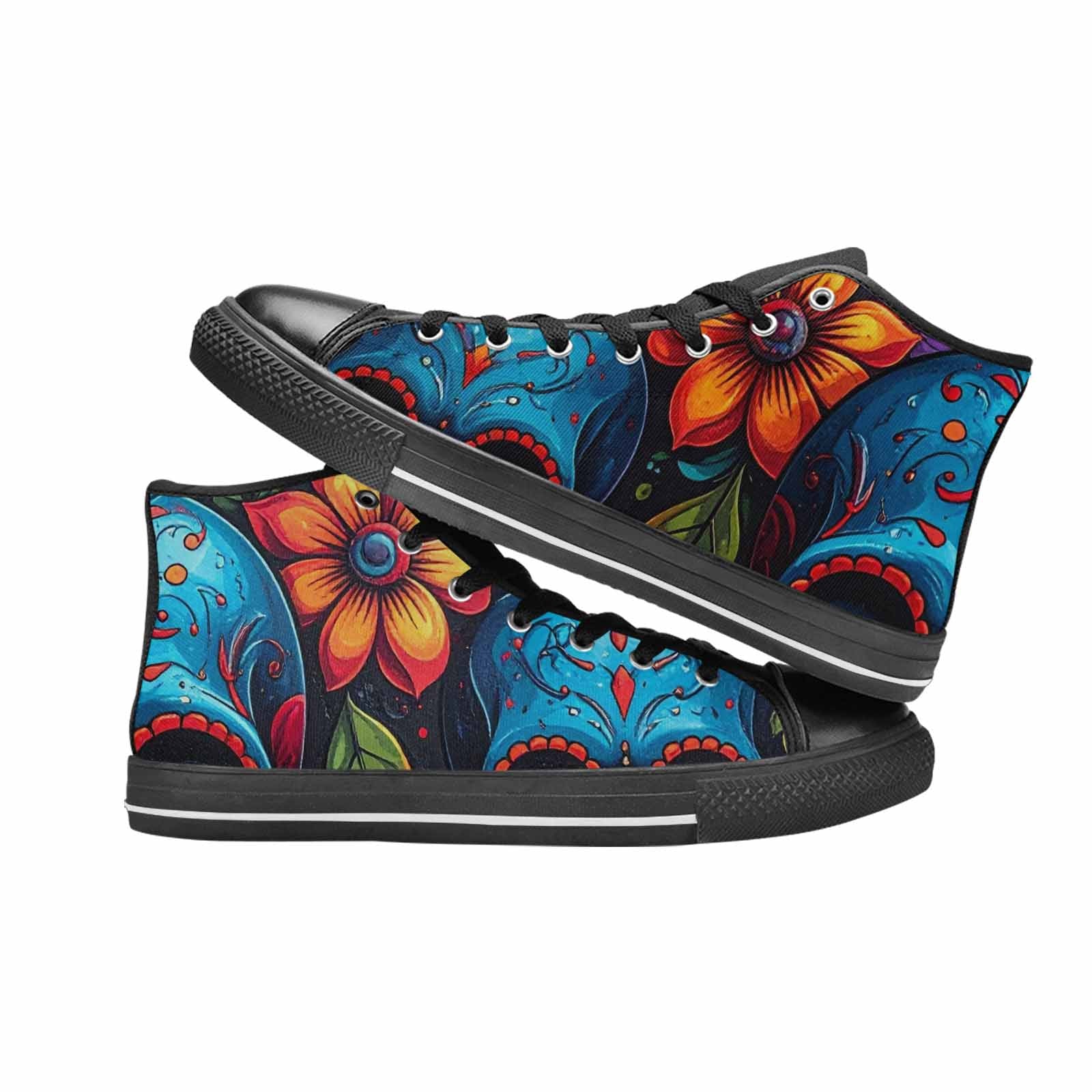 MEN'S Graffiti Skull High Top Canvas Wallpaper Art Sneakers
