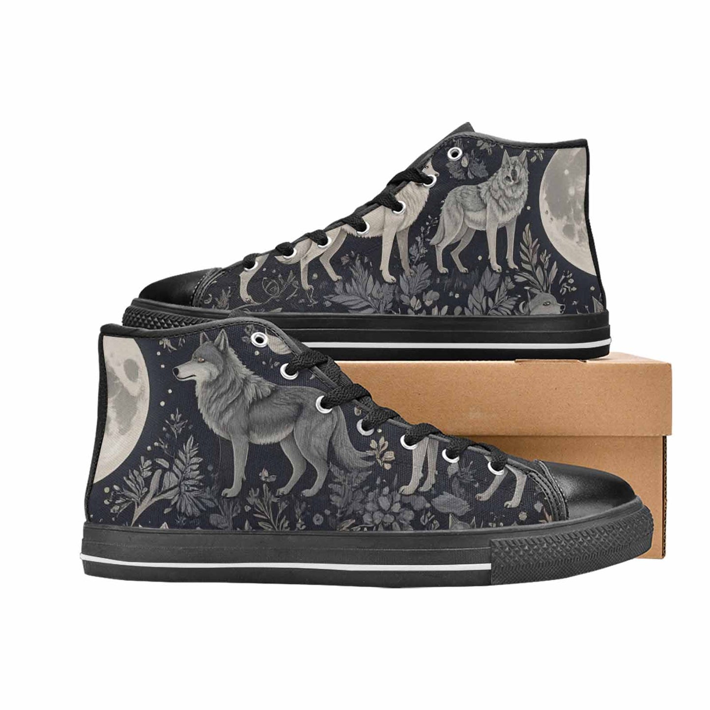 MEN'S Wolves Everywhere Collage High Top Canvas Dark Academia Shoes