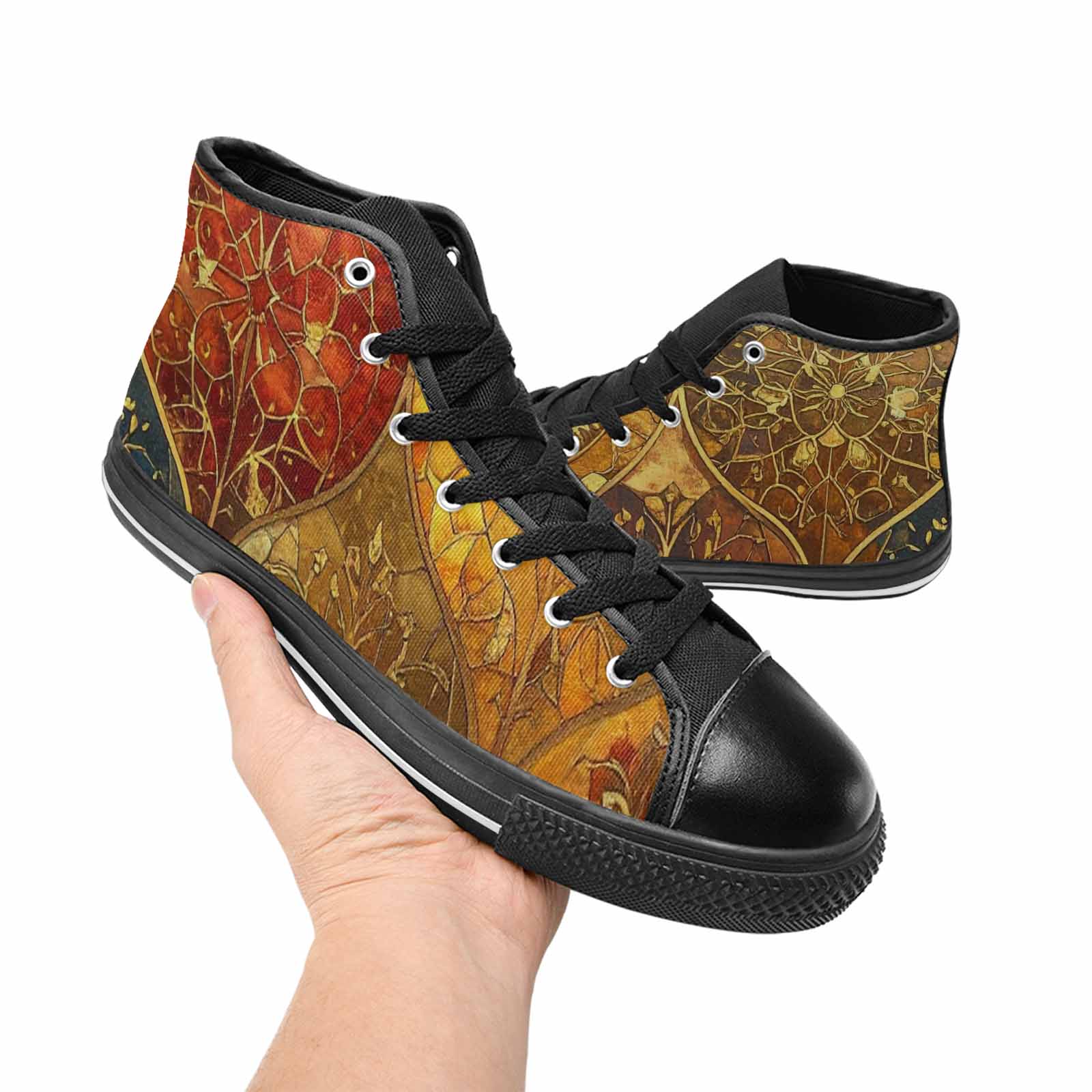 WOMEN'S Klimt-Style Gold Leaf High Top Canvas Y2K Shoes