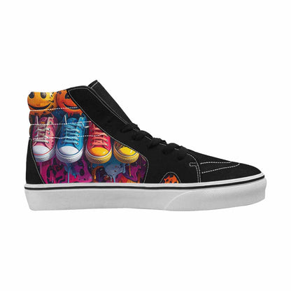 MEN'S Smiley Faces High Top Canvas Melting Art Custom Sneakers