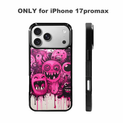 iPhone 17 Pro Max Case — Black &amp; Pink Ink Cartoon Cute, Custom Art Phone Cover