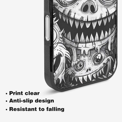 iPhone 16 Plus Case — Black And White Monster Face Collage, Custom Made Phone Cover
