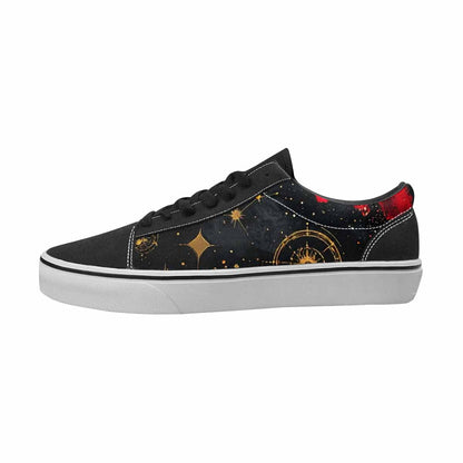 MEN'S Zodiac Black & Red Ink Canvas Custom Design Surreal All Over Print Shoes