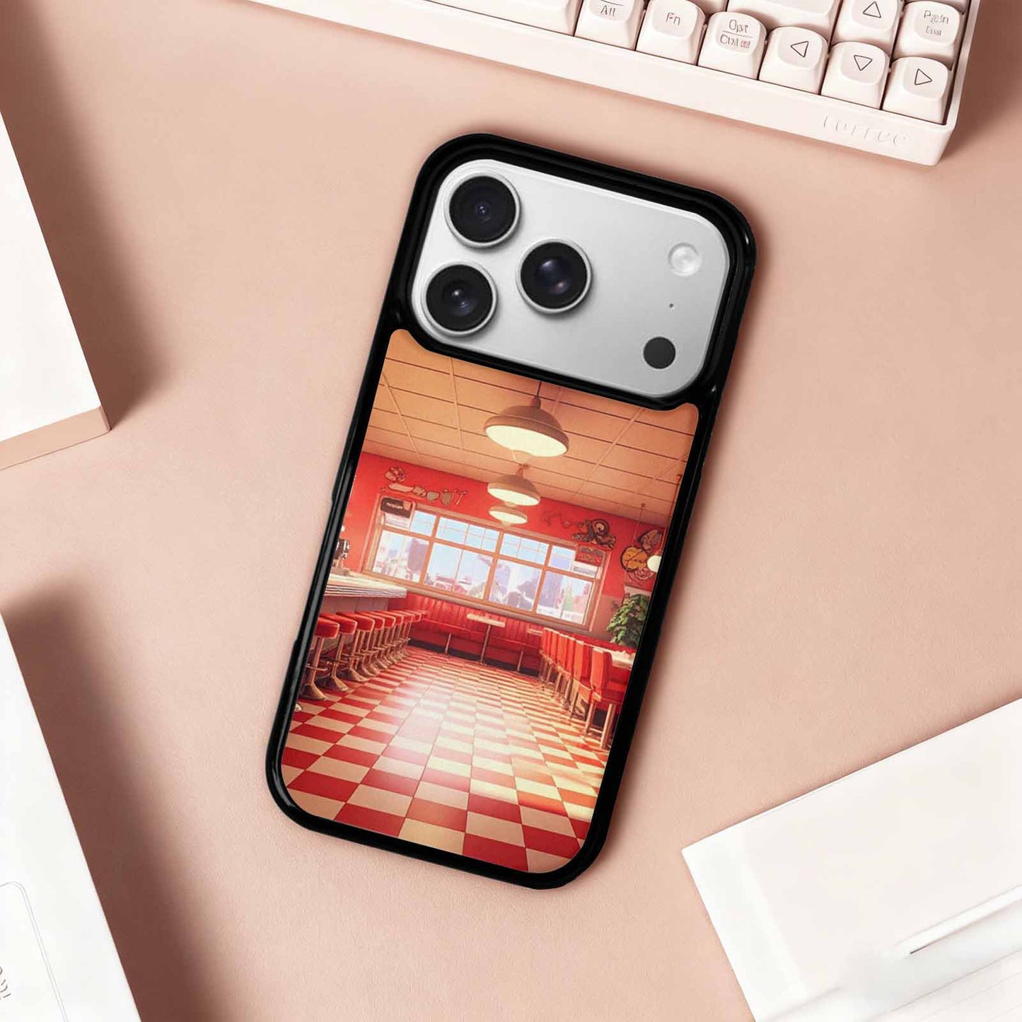 iPhone 17 Pro Case — Diner Cartoon Art Pattern Retro Vintage, Custom Printed Phone Case