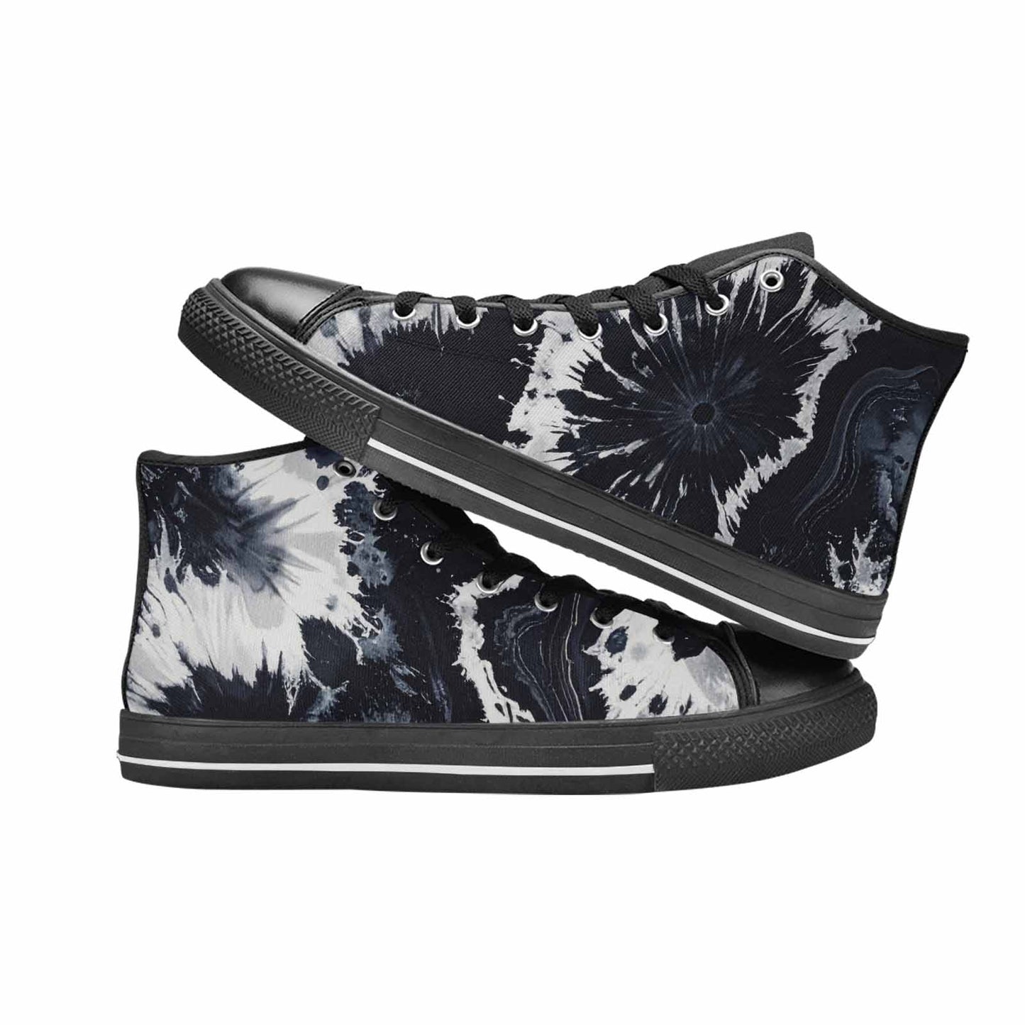 MEN'S Black White Animal Print High Top Canvas Neon Fantasy Custom Sneakers