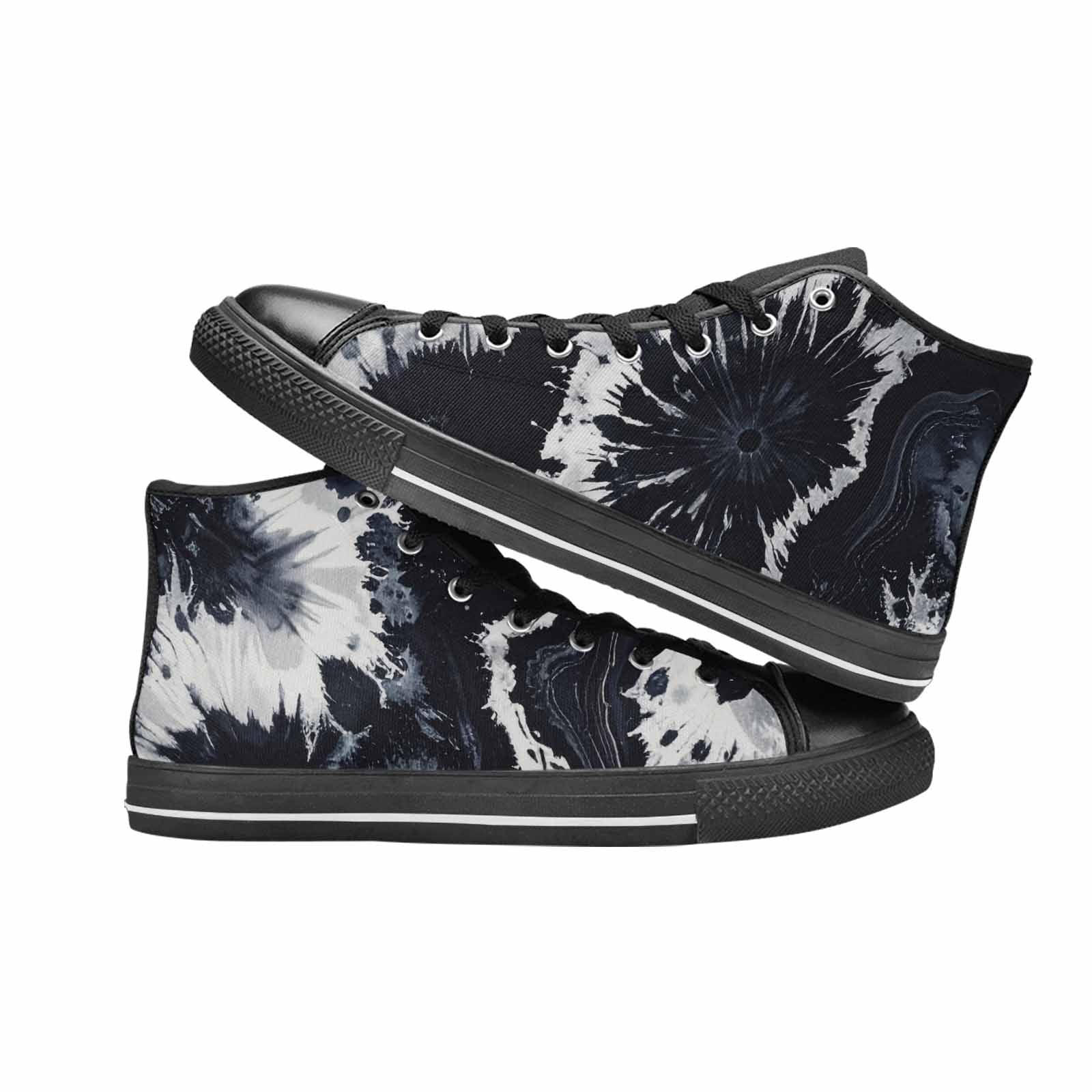 MEN'S Black White Animal Print High Top Canvas Neon Fantasy Custom Sneakers