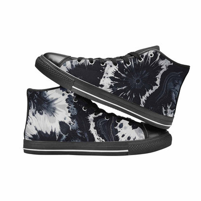 MEN'S Black White Animal Print High Top Canvas Neon Fantasy Custom Sneakers