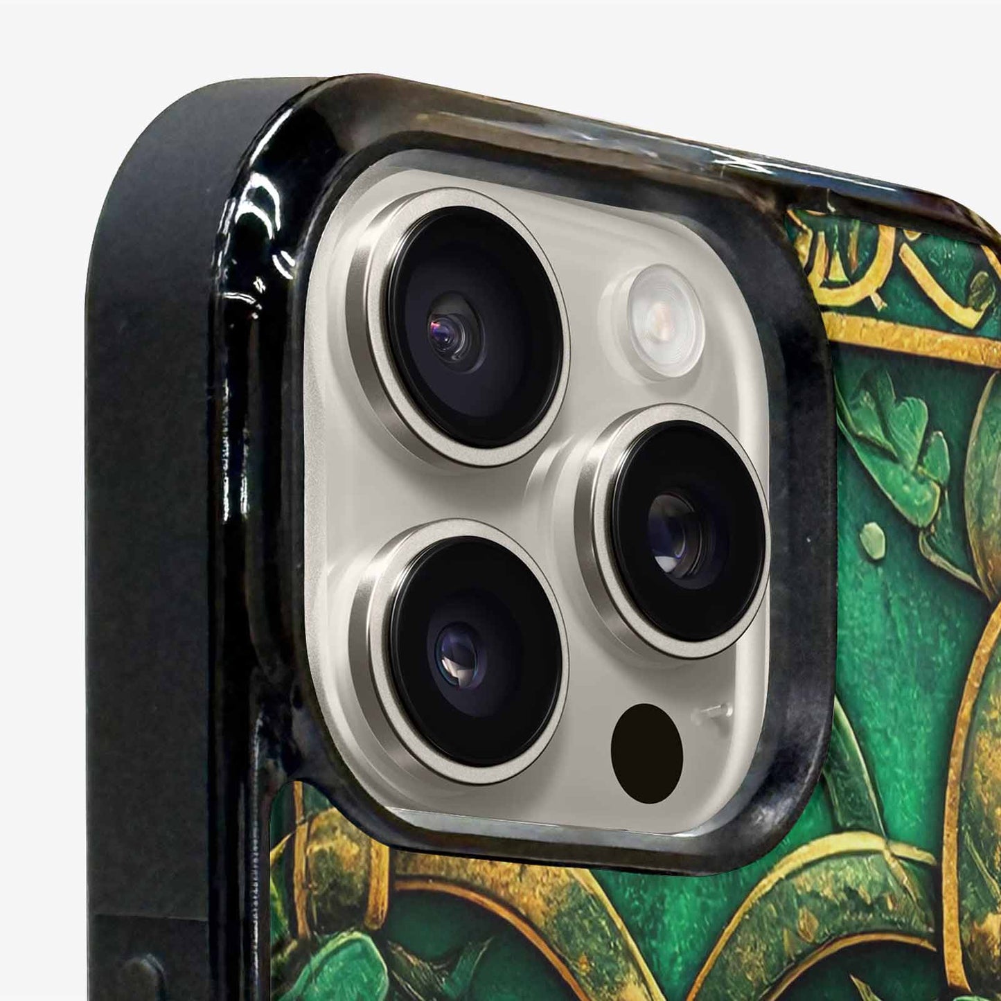 iPhone 15 Pro Max Case — Irish Celtic Knot Pattern Shamrocks Seamless, Custom Made Phone Cover