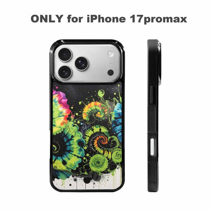 iPhone 17 Pro Max Case — Black &amp; Green Ink Tie Dye, Original Design Phone Case