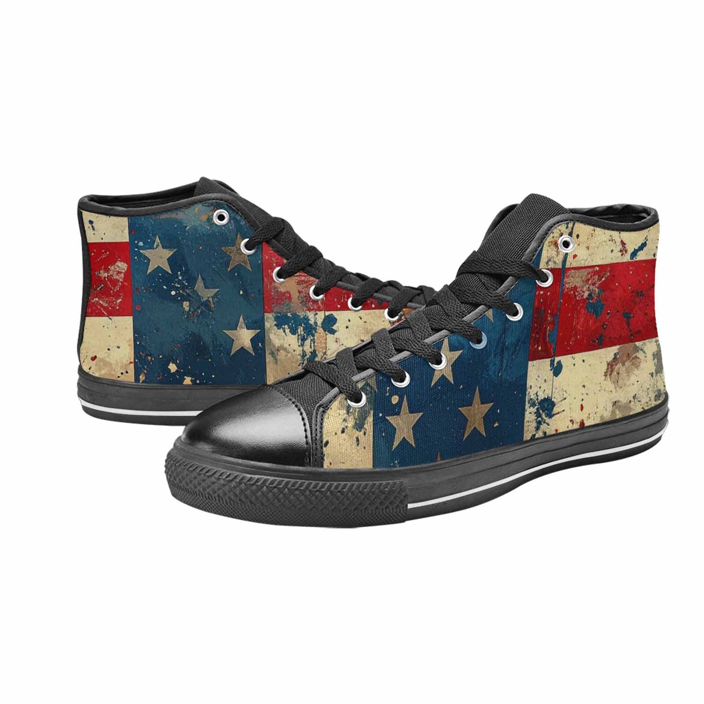MEN'S American Flag Stars High Top Canvas Dark Academia Custom Sneakers
