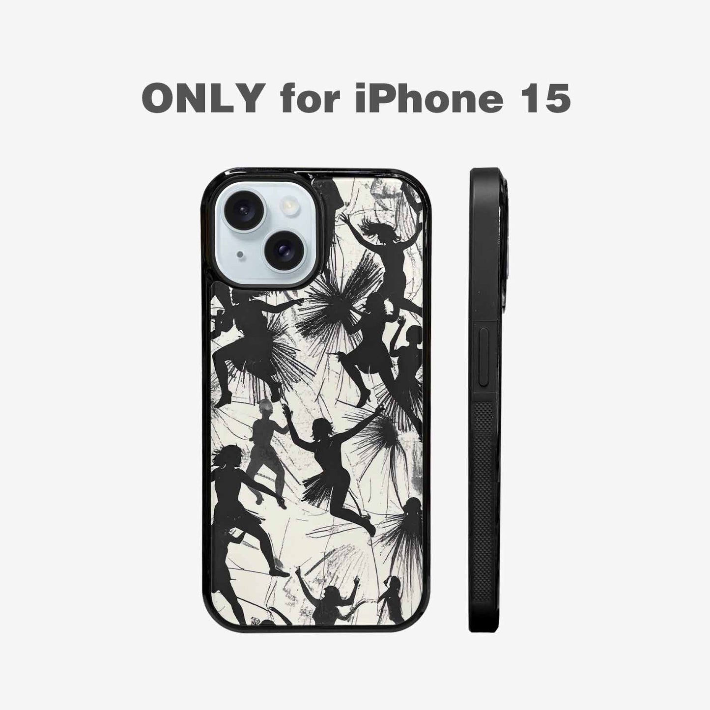 iPhone 15 Case — Bold Dancing Figure Line Art Pattern, Custom Designed Case Cover