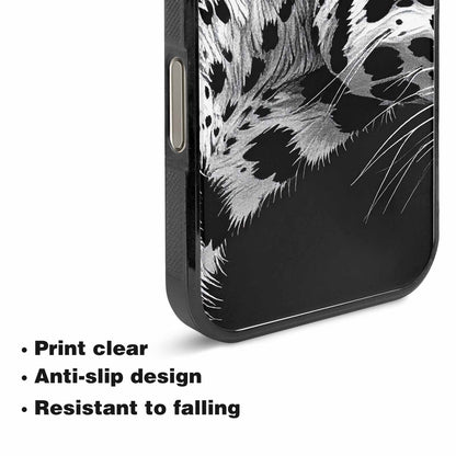 iPhone 15 Pro Max Case — Leopard Print Black And White Style, Custom Printed Phone Case