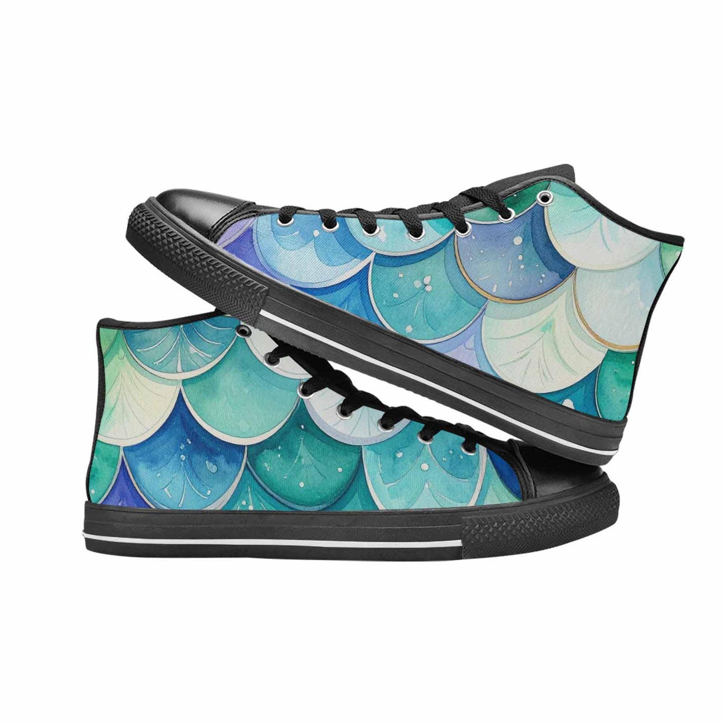 MEN'S Mermaid Scale High Top Canvas Aesthetic Sneakers