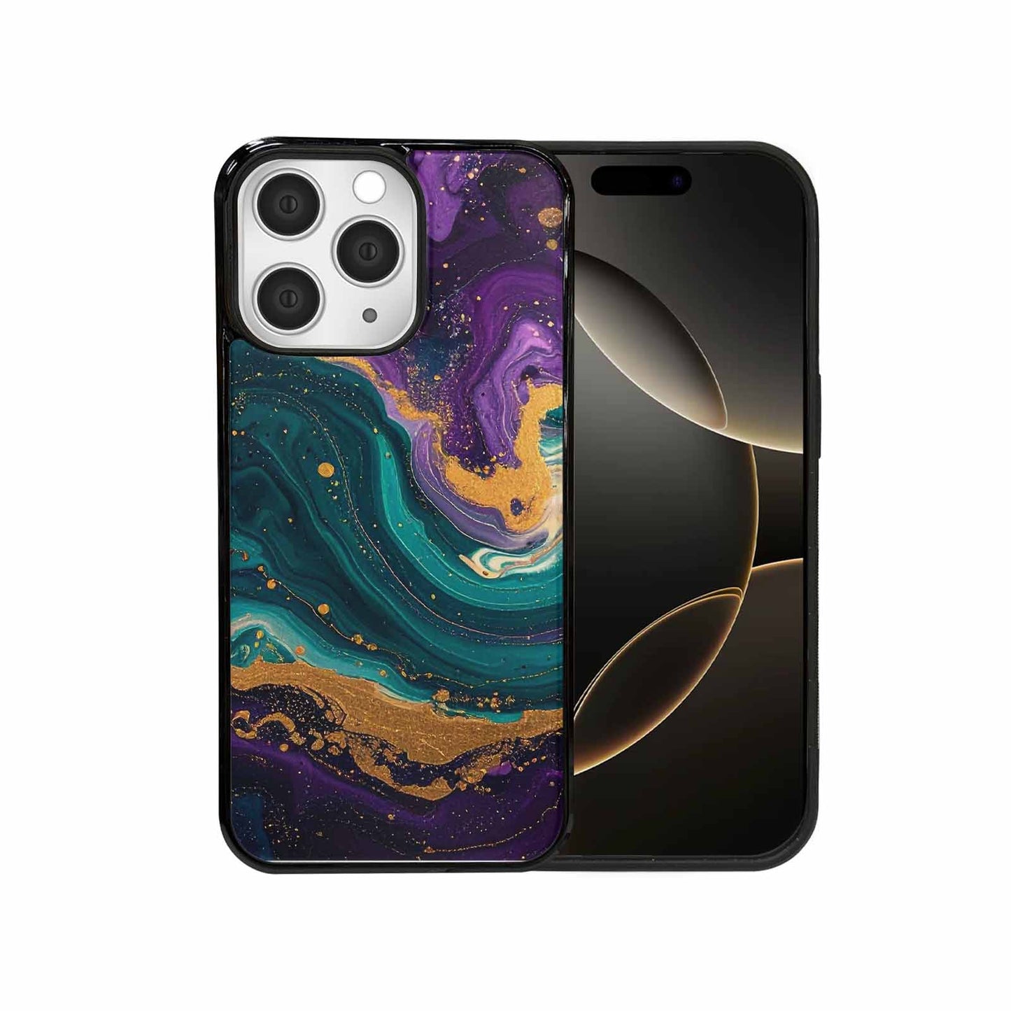 iPhone 15 Pro Max Case — Marbled Swirl Texture Blended With Galaxy, Custom Phone Case