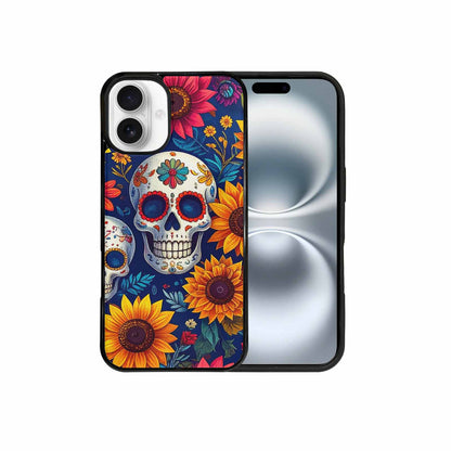 iPhone 16 Plus Case — Sunflower Skulls Print Custom, Custom Printed Phone Case