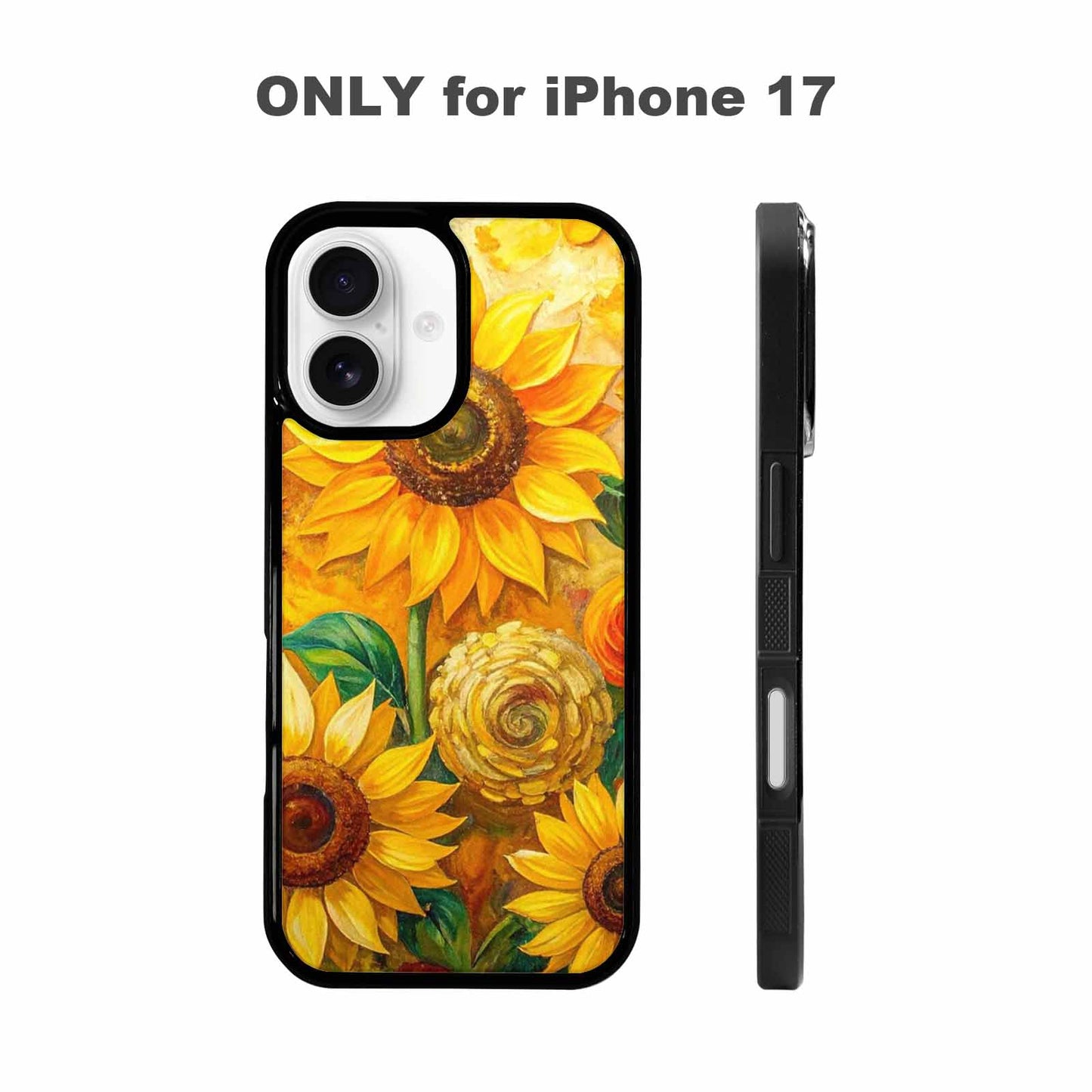 iPhone 17 Case — Impressionist Sunflower Brushstroke Pattern Floral, Custom Print Case Cover