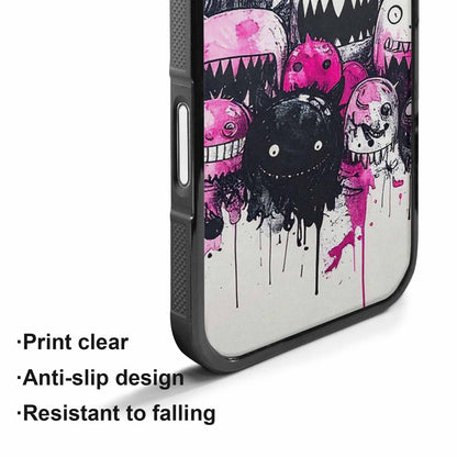 iPhone 17 Case — Black &amp; Pink Ink Cartoon Cute, Custom Designed Case Cover