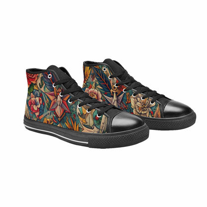 MEN'S Old School Tattoo High Top Canvas Cottagecore Custom Shoes