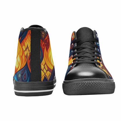WOMEN'S Fire Flame High Top Canvas Vivid Sneakers